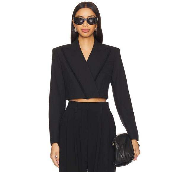 Simkhai Cassian Cropped Blazer in Black 8 - Picture 1 of 4